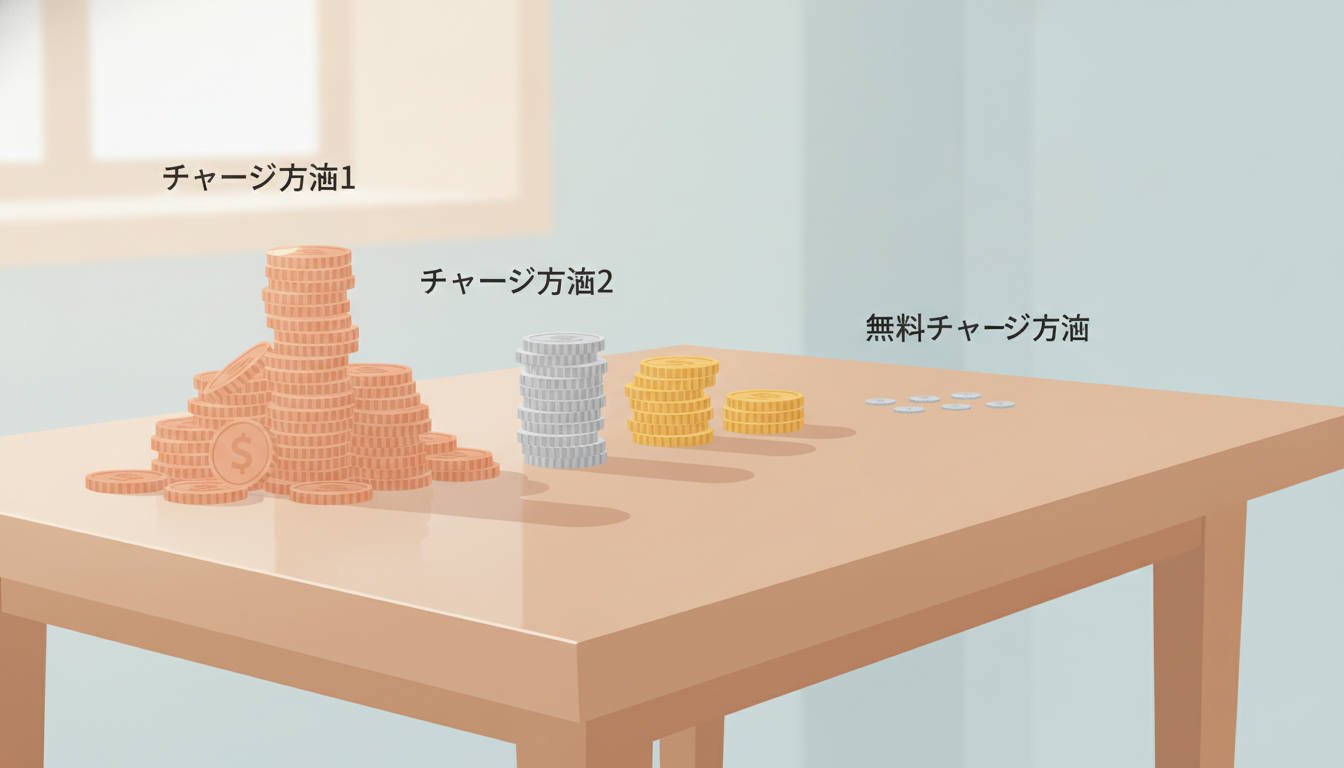 チャージ方法ごとの手数料の違い
